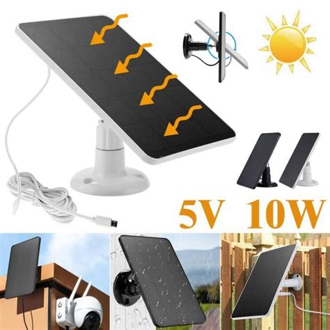 Panneau Solaire pour Caméra Surveillance WiFi sur Batterie NOIR 1