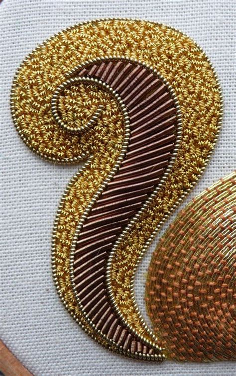 Work A Metal Thread Embroidery Red Squirrel In Gold And Copperbrown