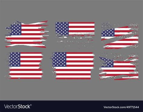 American flag silhouette grunge usa flag set vect Vector Image