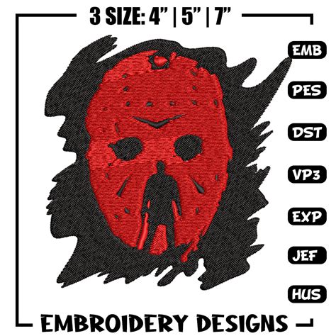 Jason Voorhees Embroidery Design Horror Embroidery Horror Inspire