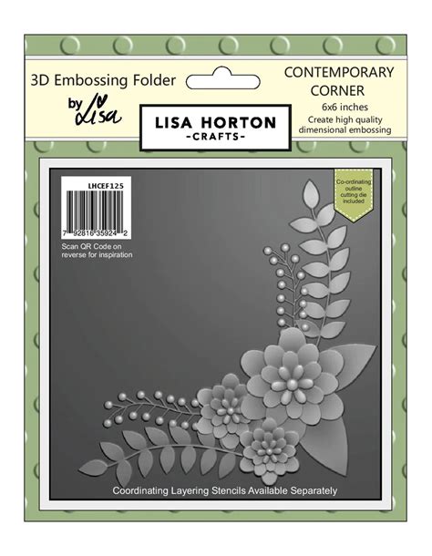 Lisa Horton 6x6 3d Embossing Folder Contemporary Corner With Die