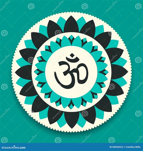 Vector Om Symbol Hindu In Lotus Flower Mandala Illustration Stock