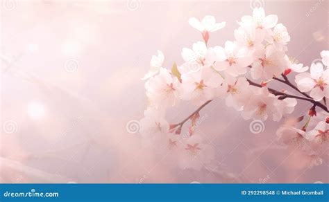 Flores De Cerezo En Fondo Rosa Con Luces De Bokek Suaves Creadas Con Ai