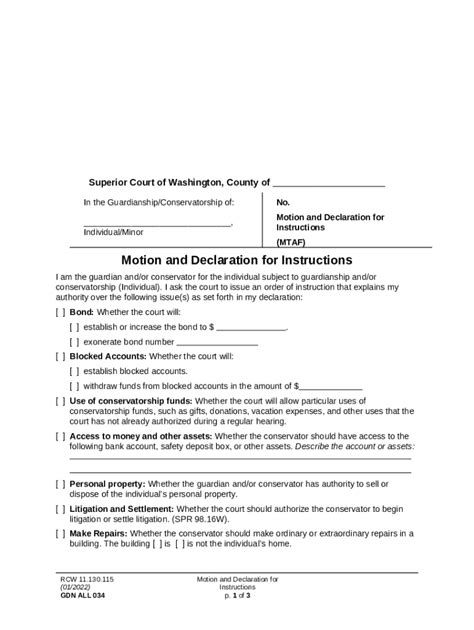 Motion And Declaration For Instructions Doc Template Pdffiller