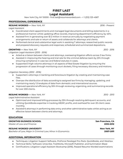 5 Legal Assistant Cv Examples For 2024 Resume Worded