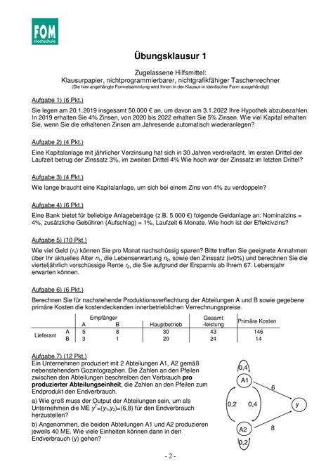 Probeklausur Sommersemester 2018 Fragen und Antworten Übungsklausur