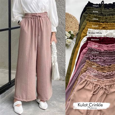 Jual Kulot Crincle Highwaist Kulot Linen Premium Laura Slim Kulot