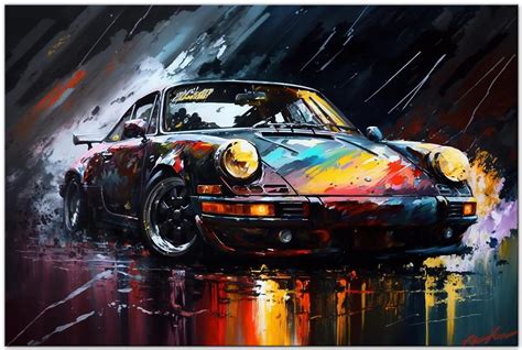 Amazon De PRINTONIA Leinwand Bild 120x80cm Porsche 911 Abstrakt Art