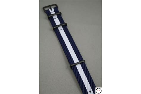 Pvd Nato Watch Strap Navy Dark Blue White Resistant Fabric