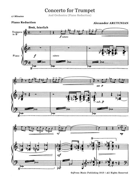 Arutunian Concerto For Trumpet By Arutunian Alexander Qpress