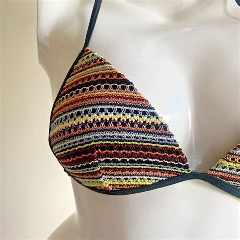 Crochet Triangle Bikini Top Structured Lightly Depop