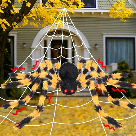 Buy HighydroLED 200 Halloween Spider Web 55 Giant Spider With Red