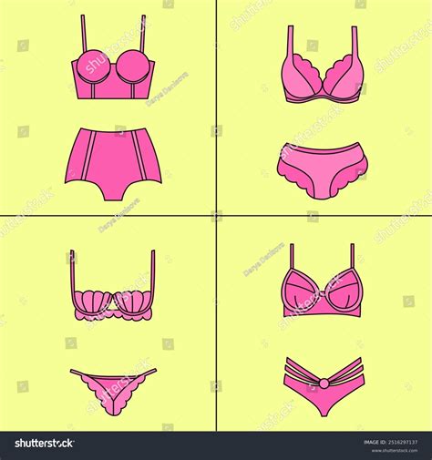 Womens Pink Bikini Lace Lingerie Set Stock Vector Royalty Free
