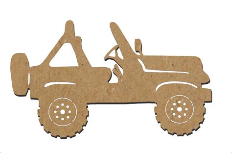 Jeep Silhouette 4 Wheeling Unfinished Wood Cutout Diy Craft Cutout