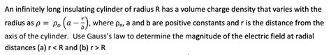 Solved An Infinitely Long Insulating Cylinder Of Radius R Chegg