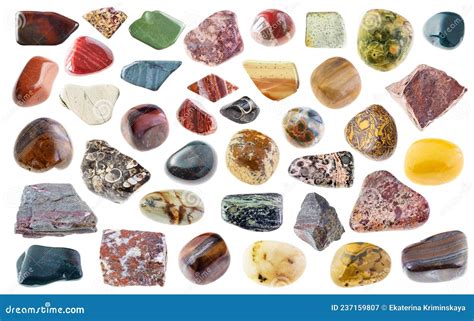 Set of Various Jasper Stones Cutout on White Stock Image - Image of gemology, mineralogy: 237159807