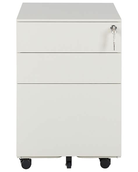 3 Drawer Metal Storage Cabinet Off White Cami Uk