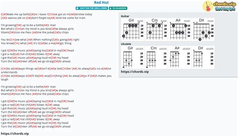 Chord Red Hot Tab Song Lyric Sheet Guitar Ukulele Chords Vip