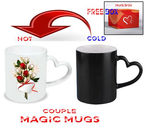 Couple Magic Mugs Heart Shape Handle Best For Personal Use And T