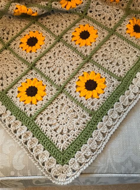 Sunflower Crochet Blanket In Crochet Leaf Patterns Crochet