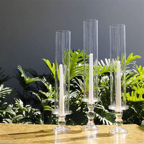 Cys Excel Various Size Glass Hurricane Candle Holders Tabletop