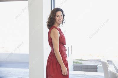 Portrait Confident Brunette Woman Stock Image F030 1133 Science Photo Library