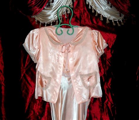 Vintage S Lingerie Satin Lingerie Set Pink Peignoir Etsy
