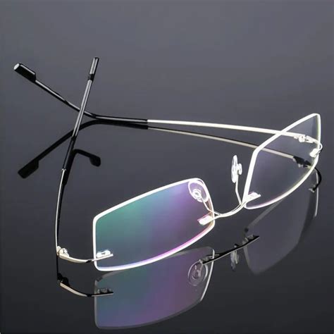 Classic Mens Titanium Rimless Glasses Frames Spring Temple Myopia