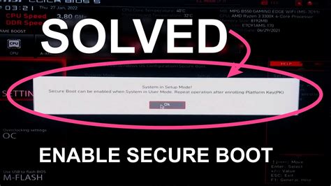 System In Setup Mode Secure Boot Can Be Enabled When System In User