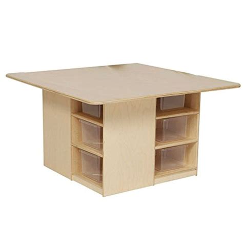 Cubby Table With 12 Translucent Trays Wood Designs 85001 Wood