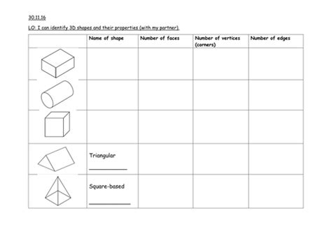 3d Shape Properties Worksheet Year 2 By Pipmoss12 Teaching Resources Tes