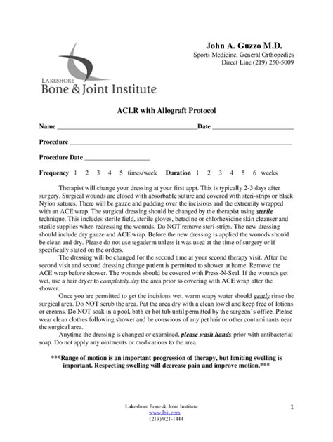 Fillable Online Aclr Protocol With Quadriceps Tendon Autograft And