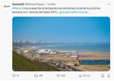 Senamhi Temperatura En Lima Llegaría A Los 35 Grados Con Alta Sensación Términa ¿desde Cuándo