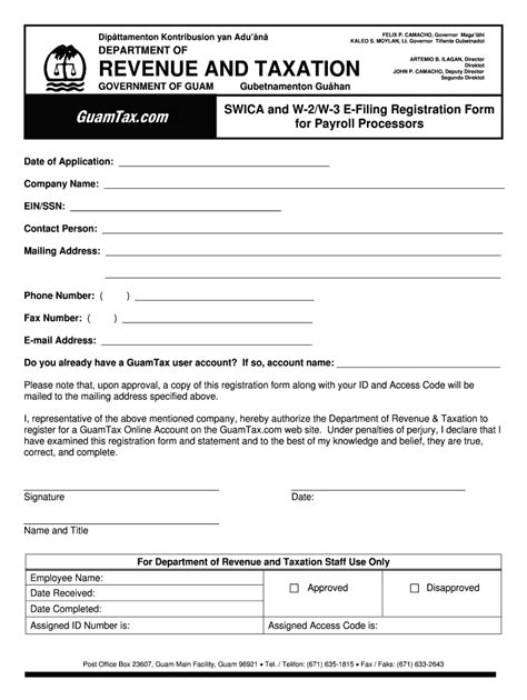 Fillable Online E Filing Registration Form For Payroll Processors