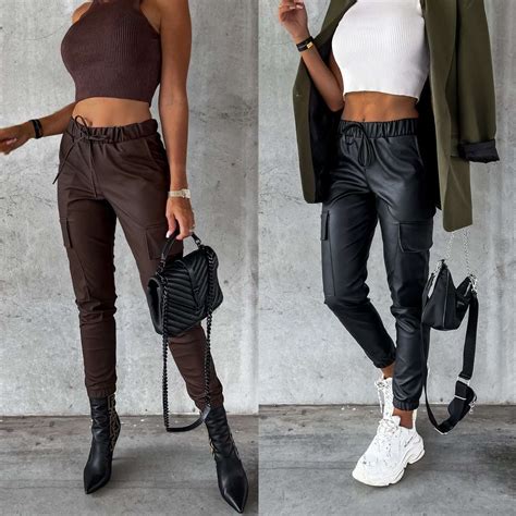 Womens Matte Leather Pants Gathered Waist And Ankles Zwickrr Apparel