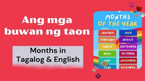 Ang Mga Buwan Ng Taon Months Of The Year In Tagalog And English Months In A Year Welsh