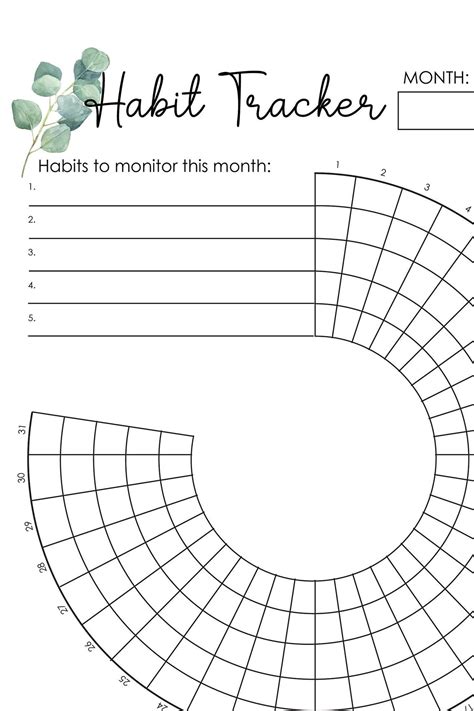 Monthly Habit Tracker Printable Daily Habit Monitoring Journal Habit