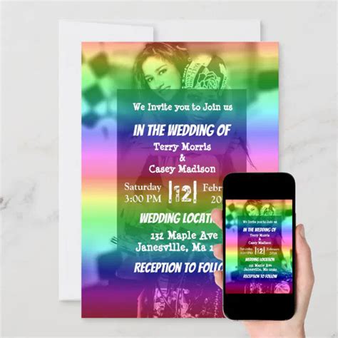 Gay Pride Rainbow Photo Wedding Invitations Zazzle