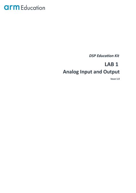 DSP Lab Manual DSP Education Kit LAB 1 Analog Input And Output Issue