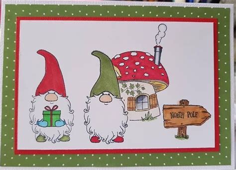 A Card With Gnomes And A Mushroom House