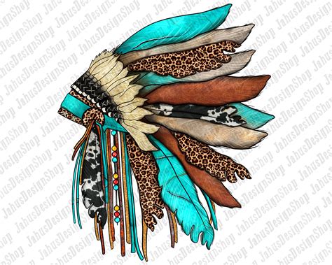 Indian Headdress Png Leopard Headdress Png Turquoise Etsy