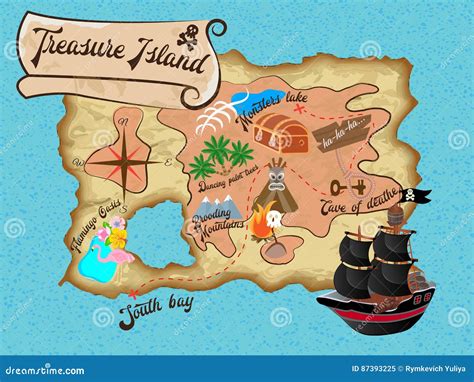 Mapa Del Pirata De La Isla Del Tesoro Para La B Squeda Ilustraci N Del