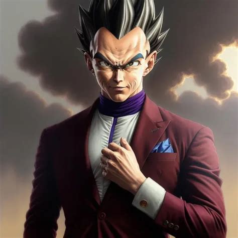 Vegeta In A Maroon Business Suit Smoking Cigarettes Openart