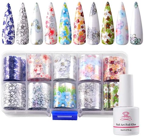 Makartt Nail Art Foil Glue Gel With Starry Sky Star Foil Stickers Set