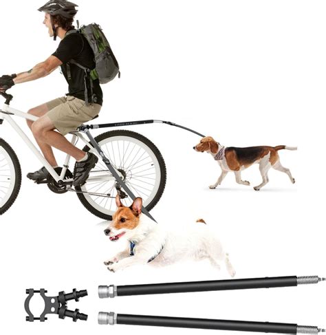 Hemkaukau Rotating Dog Bike Leash For 2 Dogs Flexible