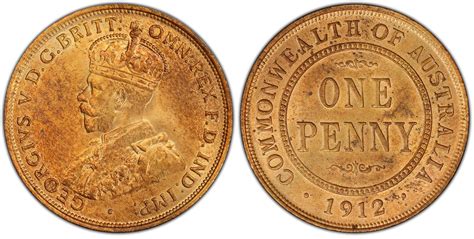 Lot Australia 1912 Penny Ms64 Rb