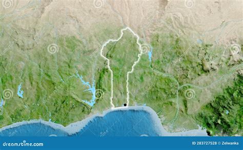 Shape Of Benin Glowed Satellite Stock Illustration Illustration Of