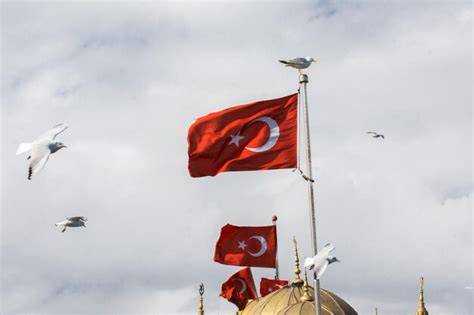 Premium Photo Turkish National Flags With White Star And Moon In Sky