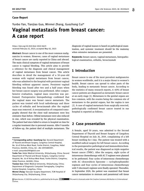 Pdf Vaginal Metastasis From Breast Cancer A Case Report