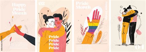 Gay Pride Month Poster Design Collection Set Of Banners For Lgbtq Pride Celebration Stock
